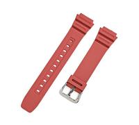 SRTYDCUR 18mm Rubber Strap Compatible With Casio G-SHOCK AQ-S810W AE-1200 W-216H W-735H SGW-400 MRW-200H Men Universal Resin Replace Watch Band(Red silver)