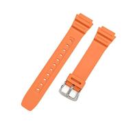 SRTYDCUR 18mm Rubber Strap Compatible With Casio G-SHOCK AQ-S810W AE-1200 W-216H W-735H SGW-400 MRW-200H Men Universal Resin Replace Watch Band(Orange silver)