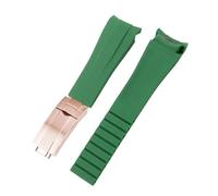 SRTYDCUR 20mm 21mm Rubber Watch Compatible With Rolex Black Green Blue Compatible With Water Ghost Ditongna GMT RUBBER B Silicone Chain(Green rose gold,20mm)