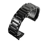 SRTYDCUR 20mm 22mm 24mm Stainless Steel Watchband Compatible With C-ASIO PRG-600YB PRW-6600 EQB-501 EFR-303L Wach Chain Silver Black(Glossy black,24mm)