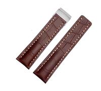 SRTYDCUR 20mm 22mm 24mmCalfskin Leather Watch Bands Compatible With Breitling Strap Bracelet Black Brown Blue Belt Watchband(Brown,22mmRoseGold Buckle)