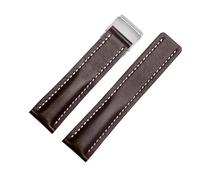 SRTYDCUR 20mm 22mm 24mmCalfskin Leather Watch Bands Compatible With Breitling Strap Bracelet Black Brown Blue Belt Watchband(Coffee,24mmGold Buckle)