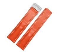 SRTYDCUR 20mm 22mm 24mmCalfskin Leather Watch Bands Compatible With Breitling Strap Bracelet Black Brown Blue Belt Watchband(Orange,24mmNO Buckle)