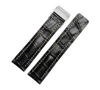 SRTYDCUR 20mm 22mm 24mmCalfskin Leather Watch Bands Compatible With Breitling Strap Bracelet Black Brown Blue Belt Watchband(Black 01,24mmSilver Buckle)