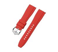 SRTYDCUR 20mm 22mm Soft Silicone Watch Strap Compatible With Omega Compatible With Swatch Compatible With Seiko Band Men Women Curved End Diving Rubber Sport Bracelet(Red,20mm)