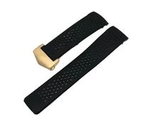 SRTYDCUR 22mm 24mm Natural Rubber Watchbands Compatible With TAG HEUER GRAND CARRERA Wristband Waterproof Sport Strap Soft Silicone Watch Bracelet(Black-gold,24mm)