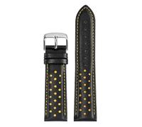 SRTYDCUR 22mm Leather Watchstrap Black Yellow Red Blue Wristband Stainless Steel Buckle Compatible With T-ISSOT T116(Black yellow silverA)