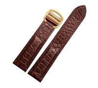 SRTYDCUR Black Brown Blue Watchband Compatible with Cartier Crocodile Strap Genuine Leather Solo Key London Calibo Men's Bracelet 20 22 23 24 25(Brown-Gold Buckle,23mm)