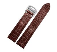 SRTYDCUR Black Brown Blue Watchband Compatible with Cartier Crocodile Strap Genuine Leather Solo Key London Calibo Men's Bracelet 20 22 23 24 25(Brown-Steel Buckle,22mm)