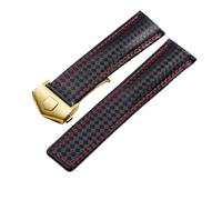 SRTYDCUR Black Calfskin Leather Watchband Compatible With Tag Heuer Aquaracer 300 CARRERA F1 Watch Strap Bracelet Men 19mm 20mm 22mm(Black-gold,22mm)