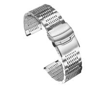 SRTYDCUR Bright Steel Strap Tainless Watchband Compatible With Seiko Metal Bracelet Watch Band Dive Buckle Silver Black(Silver,22mm)