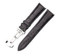 SRTYDCUR Calfskin Leather Watchband Butterfly Clasp 18 19 20 21 22 24mm Blue Black Red Brown Business-Class Replacement Strap(Black,18mm)