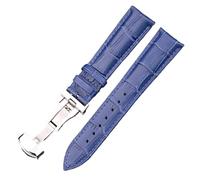 SRTYDCUR Calfskin Leather Watchband Butterfly Clasp 18 19 20 21 22 24mm Blue Black Red Brown Business-Class Replacement Strap(Blue,19mm)