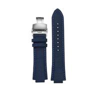 SRTYDCUR Compatible With Casio Edifice Watch Strap EFB-680 ECB-10PB/DP/YD/HR GST-B400 26x14mm 26x12mm Convex Men's Nylon Leather WatchBand(Blue Folding,26.12mm)