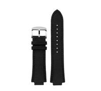 SRTYDCUR Compatible With Casio Edifice Watch Strap EFB-680 ECB-10PB/DP/YD/HR GST-B400 26x14mm 26x12mm Convex Men's Nylon Leather WatchBand(Black pin,26.14mm)
