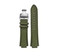 SRTYDCUR Compatible With Casio Edifice Watch Strap EFB-680 ECB-10PB/DP/YD/HR GST-B400 26x14mm 26x12mm Convex Men's Nylon Leather WatchBand(Army green Folding,26.14mm)