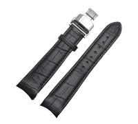 SRTYDCUR Compatible With Tissot Seiko Compatible With Omega Breitling Watch Strap Butterfly Clasp ReplacementCalfskin Cow Leather Brown Black Watchband Belt(Black-red-no clasp,22mm)