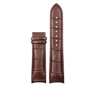 SRTYDCUR Compatible With Tissot T035 Butterfly Steel Buckle Calfskin Strap Bracelets Genuine Leather Watch Band Curved End Replacement(Brown-no Buckle,24mm)