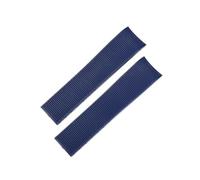 SRTYDCUR Curved End Rubber Watch Strap Compatible With Longines Conquest Silicone L3.742.4 642 781 782 Style Bracelet 21mm Folding Buckle Watchband(Blue no buckle)