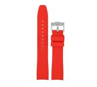 SRTYDCUR Curved End Silicone Strap Compatible With Swatch X Blancpain Fifty Fathoms Five Oceans Sport Rubber Watch Band Bracelet 22mm(Red)