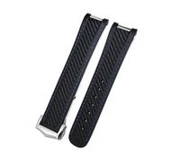 SRTYDCUR Curved End Soft Watchband Compatible With Omega Aqua Terra 150 18mm 19mm 20mm Black Green Yellow Colorful Rubber Silicone Watch Strap(Black blu pointed,18MM_SILVER BUCKLE)