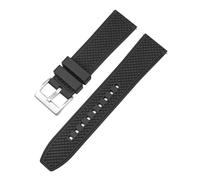 SRTYDCUR Grade Fluoro Rubber Strap 20mm 22mm FKM Diving Quick Release Watch Band Bracelet Compatible With Omega Compatible With MoonSwatch Compatible With Seamaster 300(Black silver clasp,22mm)