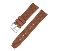 SRTYDCUR Grade Fluoro Rubber Strap 20mm 22mm FKM Diving Quick Release Watch Band Bracelet Compatible With Omega Compatible With MoonSwatch Compatible With Seamaster 300(Brown silver clasp,22mm)