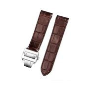 SRTYDCUR Grade Leather Watch Strap Compatible With Cartier Santos 100 Men's And Women's Folding Buckle 20mm 23mm(Brown Silver Buckle,23mm)