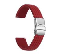 SRTYDCUR High Tensile Silicone Strap Compatible With Swatch X Blancpain Five Ocean Men Women Folding Buckle Watch Band 22mm With Tools(Dark red)
