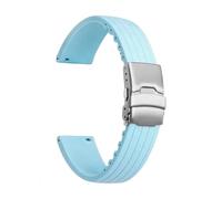 SRTYDCUR High Tensile Silicone Strap Compatible With Swatch X Blancpain Five Ocean Men Women Folding Buckle Watch Band 22mm With Tools(Light blue)