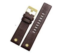 SRTYDCUR Leather Watchband Compatible With Diesel DZ7257 1657 4323 7314 7313 7371 Watch Belt Strap 22 24 26 27 28 30mm Black Brown White Band(Brown gold,27mm)