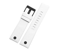 SRTYDCUR Leather Watchband Compatible With Diesel DZ7257 1657 4323 7314 7313 7371 Watch Belt Strap 22 24 26 27 28 30mm Black Brown White Band(White black,27mm)