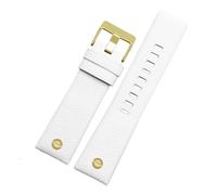 SRTYDCUR Leather Watchband Compatible With Diesel DZ7257 1657 4323 7314 7313 7371 Watch Belt Strap 22 24 26 27 28 30mm Black Brown White Band(White gold,27mm)