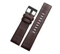 SRTYDCUR Leather Watchband Compatible With Diesel DZ7257 1657 4323 7314 7313 7371 Watch Belt Strap 22 24 26 27 28 30mm Black Brown White Band(Brown black,27mm)