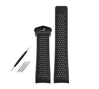 SRTYDCUR Natural Rubber Watchband Compatible With TAG HEUER GRAND CARRERA Wristband Sport Strap Soft Silicone Watch Bracelet(Black-black,24mm)