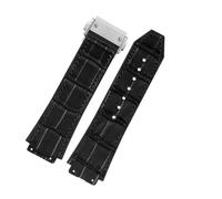 SRTYDCUR Real Cow Leather Rubber Watchband Compatible With Classic Fusion Universe Big Bang Series(A-black,26X19mm no clasp)