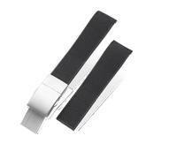 SRTYDCUR Rubber Silicone Watch Strap Watchband Compatible With Longines For Conquest HydroConquest L3.742 782 Series 21mm(Black-silver)