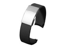 SRTYDCUR Silicone Rubber Watchband Compatible With Longines Concas Watch L3.742 642 644 781 Series Men's 21mm Black Blue Watch Strap(Black silver)