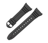 SRTYDCUR Silicone Watch Strap Compatible With Casio W-96H Waterproof Rubber Wristband 18mm Sports PU Plastic Watchband Men Women Replacement Bracelet(Black Buckle)