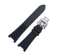SRTYDCUR Silicone Watch Strap Compatible With PATEK PHILIPPE Nautilus 5711 5712g For Men's Special Interface 25 * 13mm Waterproof Rubber Bands(Black-silver-B)