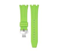 SRTYDCUR Soft Fluoro Rubber Strap Compatible With AP Audemars Piguet Royal Oak 15400/15500/26331 Stainless Steel Butterfly Buckle Watch Band 26mm(Light green02)