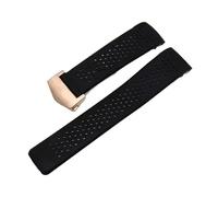 SRTYDCUR Soft Natural Rubber Watchband Compatible With TAG HEUER GRAND CARRERA Wristband Waterproof Sport Strap 22mm 24mm Silicone Watch Bracelet(Black-rose gold,24mm)
