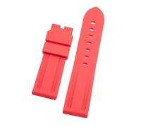 SRTYDCUR Universal Accessories 22mm 24mm Diving Dust-free Silicone Watchband Compatible With Panerai Strap Seasonings Tissot(Red,24mm,Silver Round Buckle)