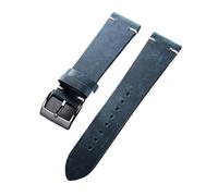 SRTYDCUR Vintage Calfskin Watch Band Handmade Stitching Cowhide Strap Compatible With Omega Compatible With Seiko Men's Brown Black Wristband(Blue,20MM_SILVER BUCKLE)