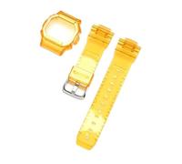 SRTYDCUR Watch Protective Case Strap Compatible With Casio G-Shock DW-5600 DW-5000 GW-M5610 GLX-5600 Transparent Rubber Silicone Band Bracelet(Orange,5600 series)