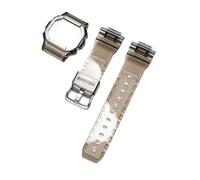 SRTYDCUR Watch Protective Case Strap Compatible With Casio G-Shock DW-5600 DW-5000 GW-M5610 GLX-5600 Transparent Rubber Silicone Band Bracelet(Black,5610 series)