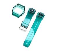 SRTYDCUR Watch Protective Case Strap Compatible With Casio G-Shock DW-5600 DW-5000 GW-M5610 GLX-5600 Transparent Rubber Silicone Band Bracelet(Blue green,5610 series)