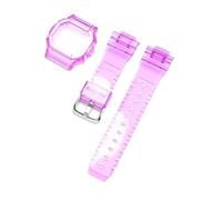 SRTYDCUR Watch Protective Case Strap Compatible With Casio G-Shock DW-5600 DW-5000 GW-M5610 GLX-5600 Transparent Rubber Silicone Band Bracelet(Purple,5610 series)