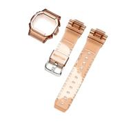 SRTYDCUR Watch Protective Case Strap Compatible With Casio G-Shock DW-5600 DW-5000 GW-M5610 GLX-5600 Transparent Rubber Silicone Band Bracelet(Brown,5600 series)