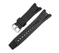 SRTYDCUR Watch Strap Accessory Compatible With Casio G-SHOCK GST-S100 S110 S210 S300 W300 B100 Silicon Band Men 26 * 14mm(Black Silver)